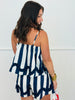 Navy/Off White Wide Stripe Babydoll Shorts Set (Reg.)