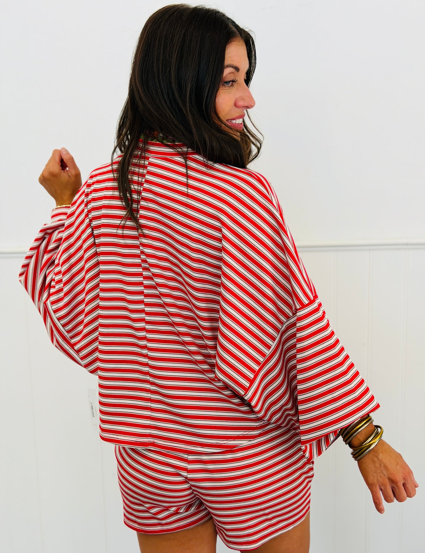 Red Striped Lounge Shorts Set (Reg and Plus)