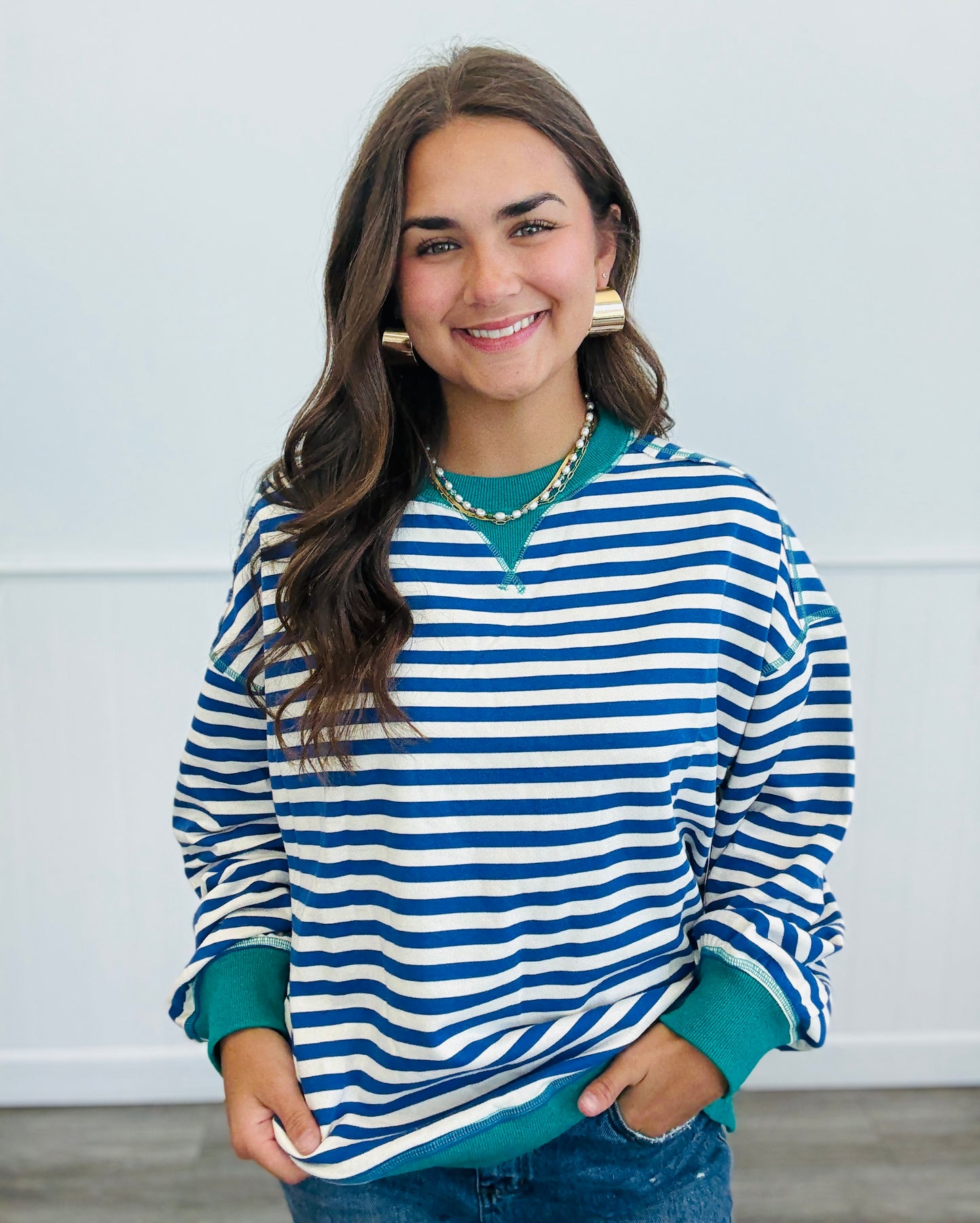 Create Comfort Striped Boxy Sweatshirt (Reg.)-3 Colors