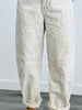 Beige Floral Embroidered Barrel Pants (Reg.)