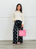 Black/White Polka Dot Wide Leg Pants (Reg & Plus)