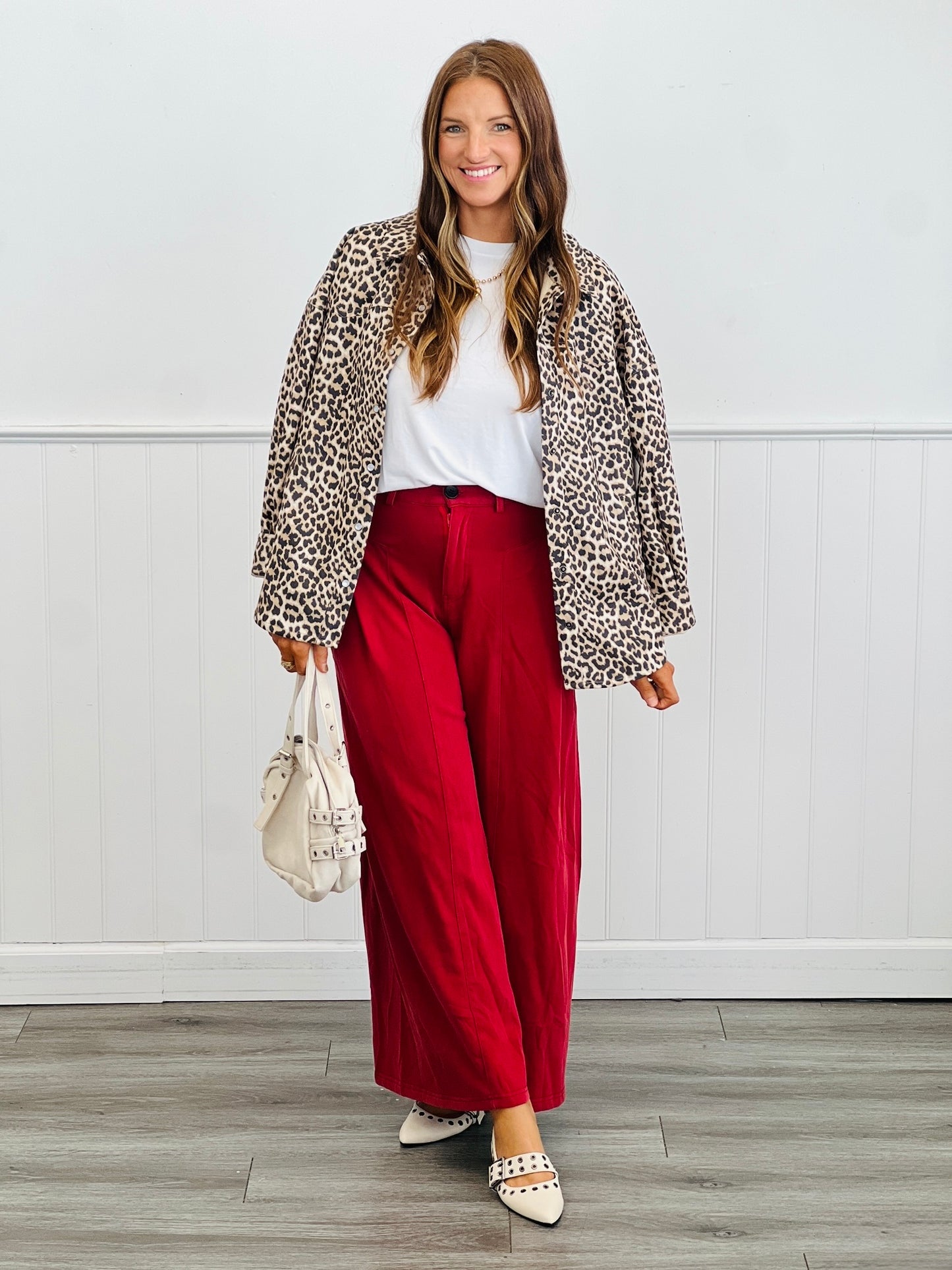 Leopard Print Long Sleeve Shirt (Reg & Plus)-2 Colors