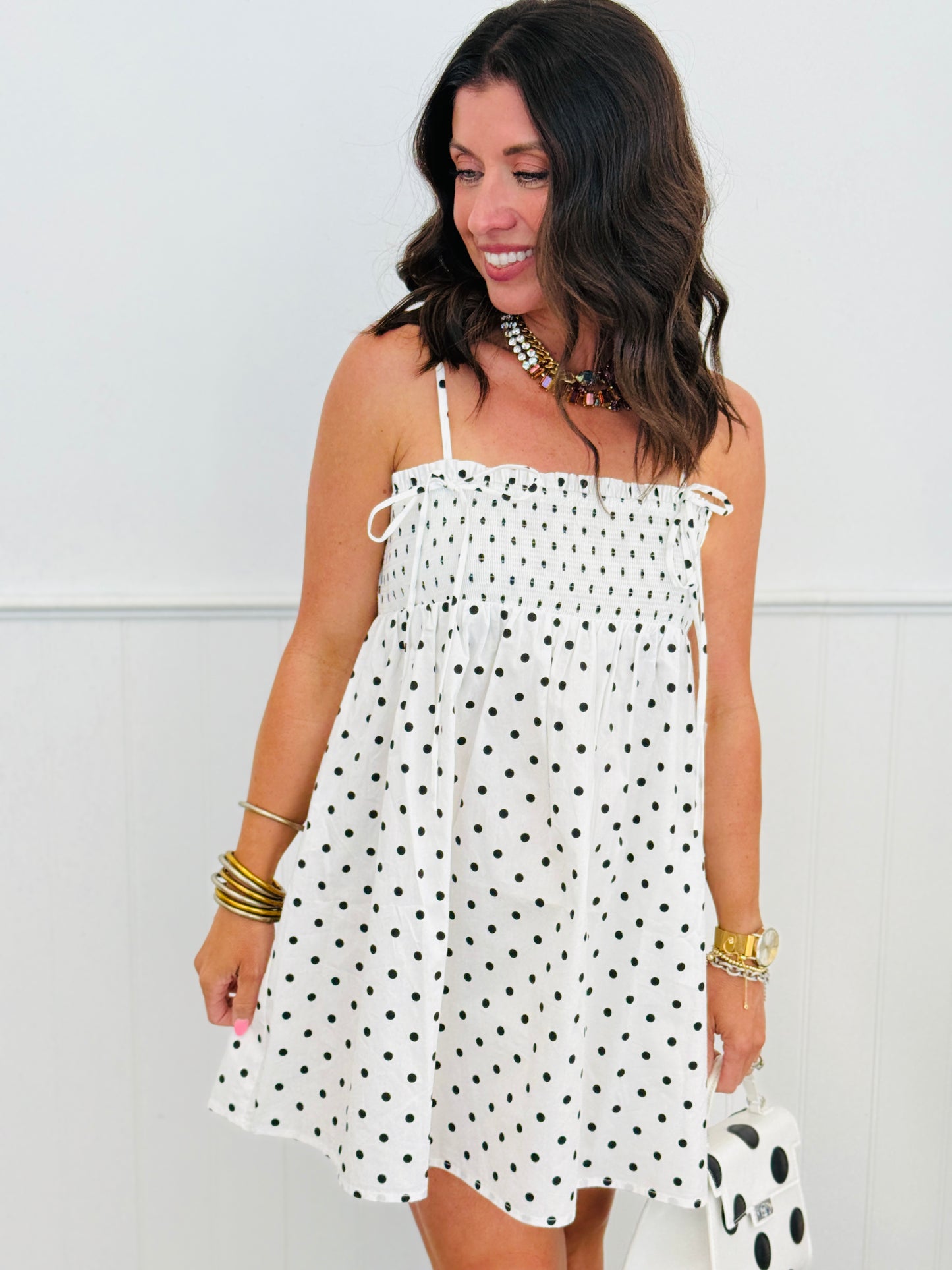 Mandy Ivory Polka Dot Tunic/Mini Dress (Reg.)