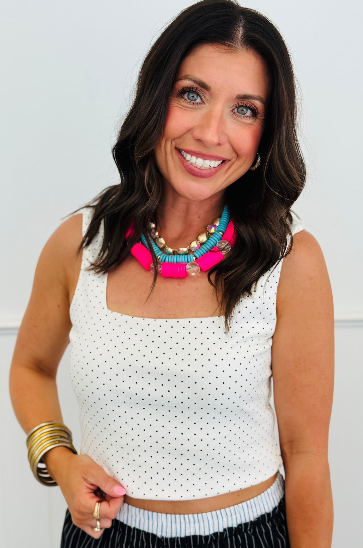 Sleeveless Polka Dot Top (Reg. and Plus)- 3 Colors