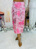 Pink Metallic Floral Jacquard Midi Skirt (Reg.)