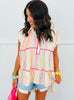 POL Ivory Multi Ruffle Bliss High Low Top (Reg.)