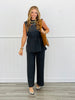 Charcoal Sleeveless Waist Tie Tunic Top (Reg.)