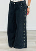 POL Black Eyelet Stud Detailing Trim Wide Leg Pants (Reg.)
