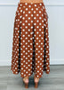 Brown Polka Dot High Waist Midi Skirt (Reg & Plus)