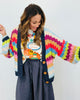 Navy Multi Stripe Chunky Knit Cardigan (Reg & Plus)