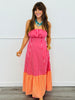 Hot Pink Striped Back Bow Tie Midi Dress (Reg.)