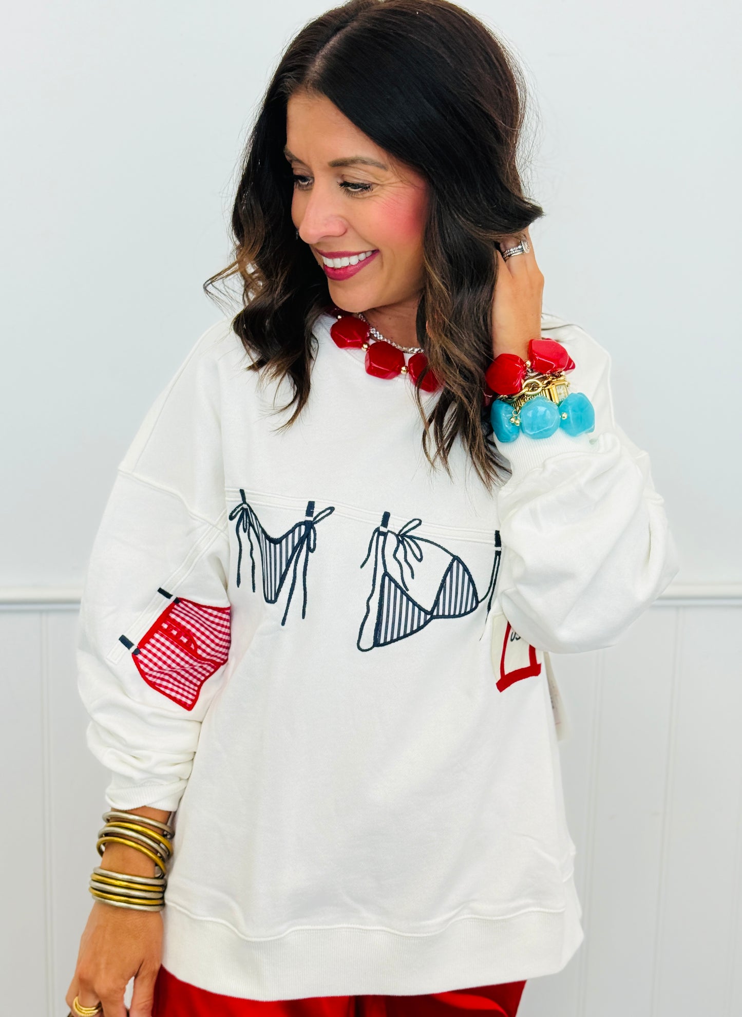 White Beachwear Graphic Sweatshirt (Reg.)
