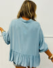Washed Blue Ruffle Detailed Blouse (Reg. & Plus)