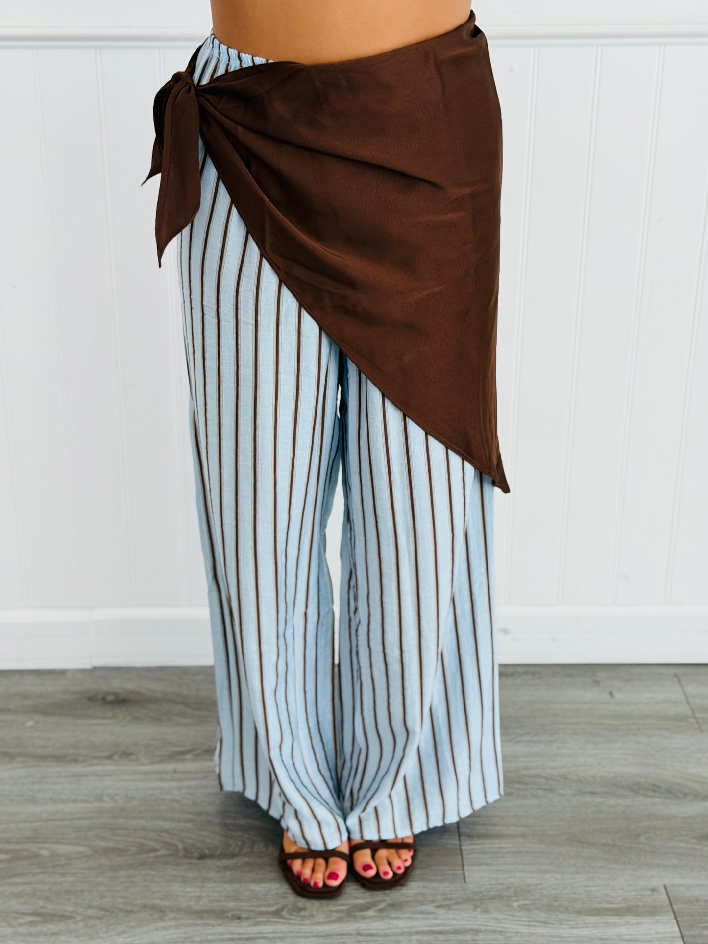 Blue Stripe Button Down Shirt, Pant & Scarf Set (Reg.)