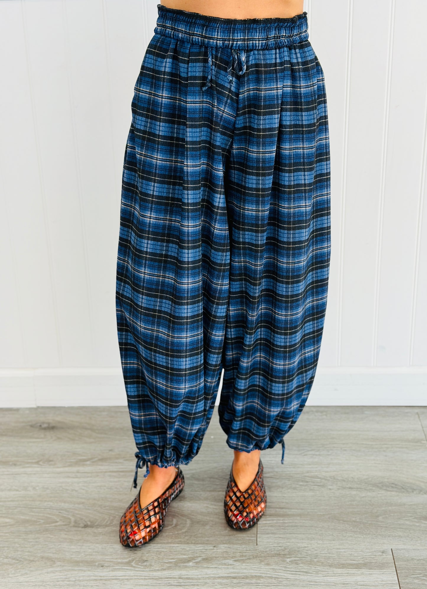 Royal Blue Plaid Balloon Pants (Reg & Plus)