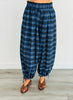 Royal Blue Plaid Balloon Pants (Reg & Plus)