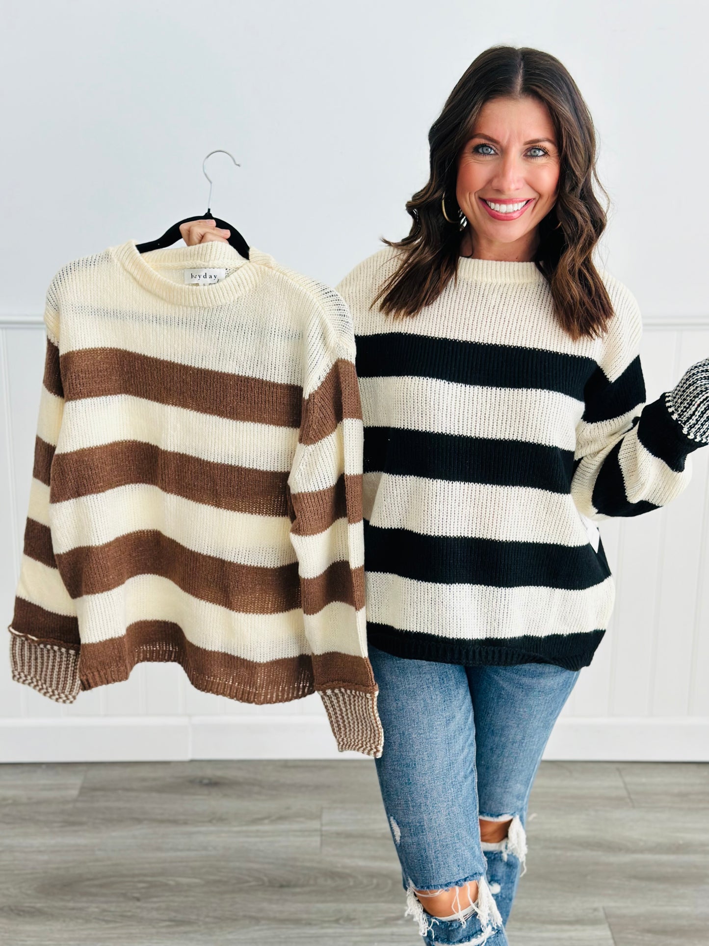 Marshmallow Coco Striped Sweater (Reg)-2 Colors