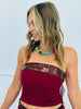 Burgundy Sequin Foldover Tube Top (Reg.)