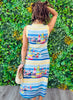 Queen Of Sparkles Yellow & Blue Striped Sailboat Midi Dress (Reg. & Plus)