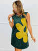 Green Suede Giant Flower Sleeveless Mini Dress (Reg.)
