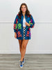 Queen Of Sparkles Denim Neon Skull & Crossbones Button Up Tunic Top (Reg. and Plus)