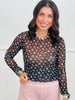 Black/Pink Floral Mesh Top (Reg. and Plus)