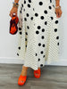 Off White/Black Mixed Polka Dot Maxi Dress ( Reg.)