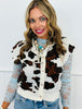 Queen Of Sparkles White & Brown Cow Print Vest (Reg. & Plus)