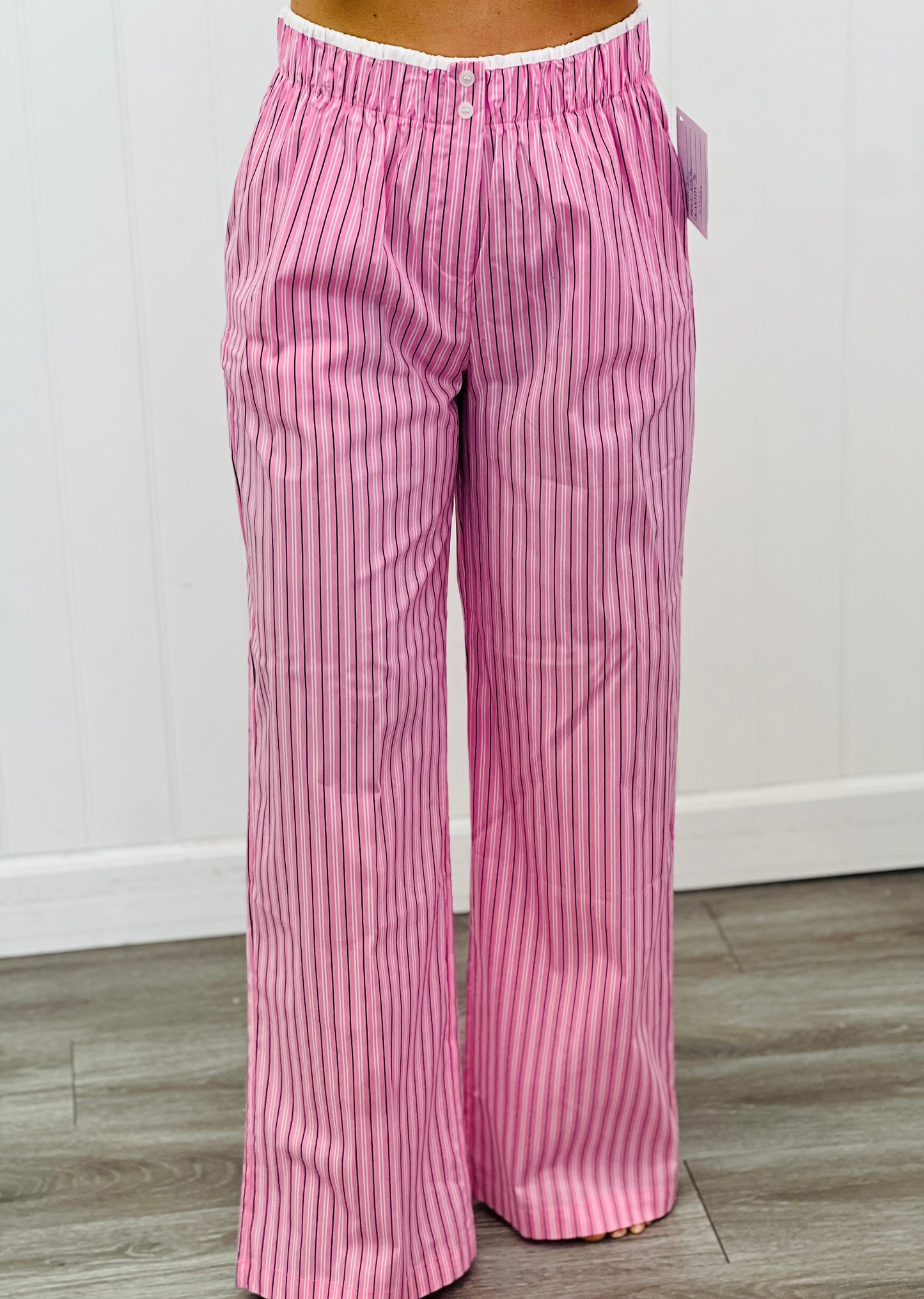 Boxer Style Striped Straight Pants (Reg.) - 4 Colors