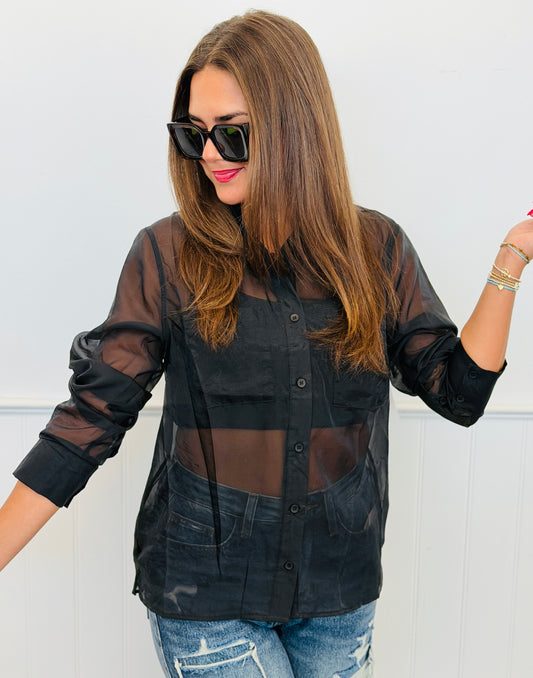Black Sheer Organza Shirt (Reg.)
