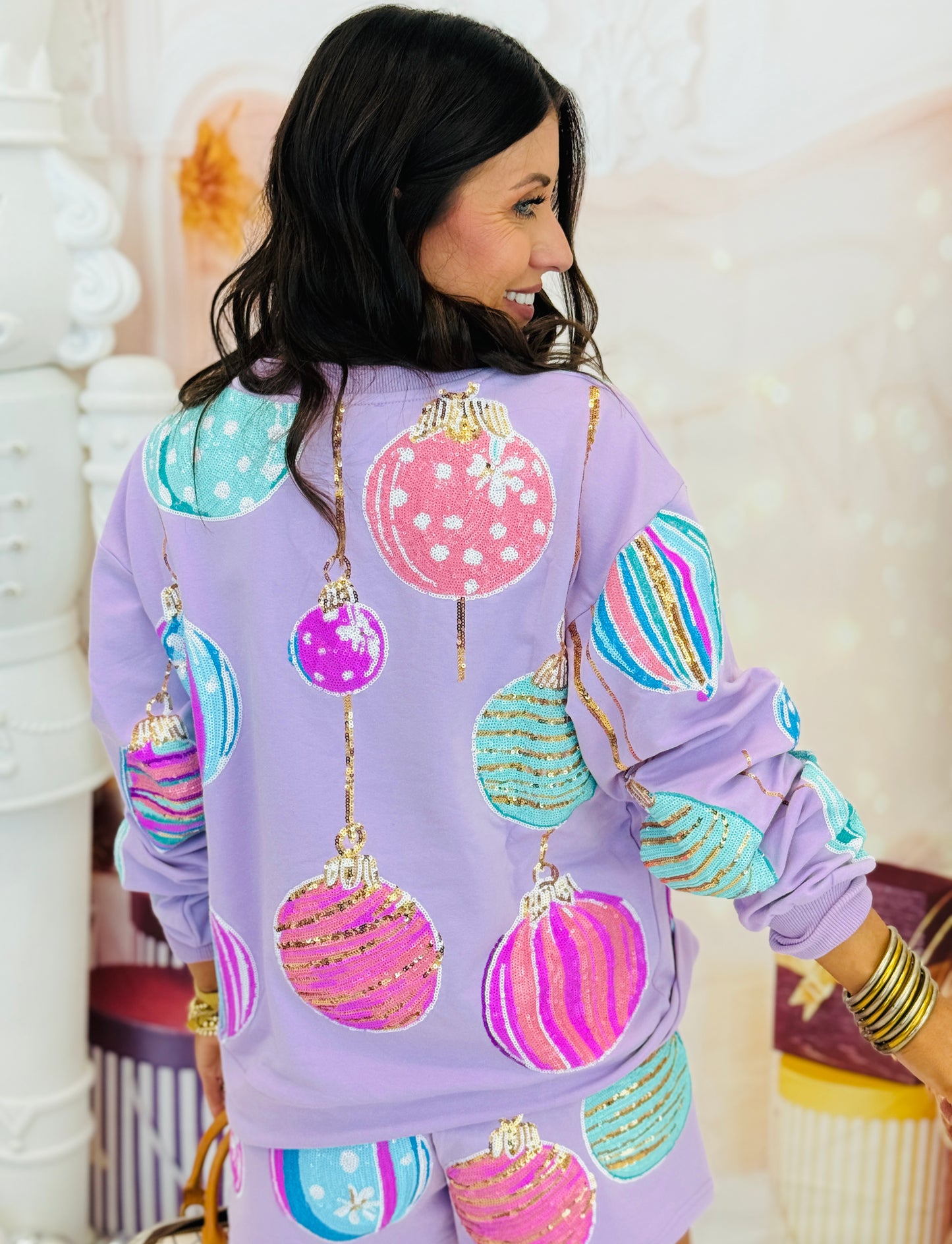 Christmas Ornaments Sequin Sweatshirt (Reg. and Plus)