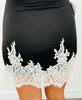 Black/White Lace Trim Mini Skirt (Reg.)
