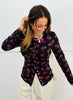 Black/Fuchsia Floral Long Sleeve Top (Reg. and Plus)