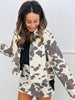 Cream Cow Print Zip Up Jacket (Reg.)