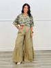 Olive Tiered Billowy Pants (Reg & Plus)