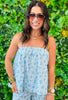 Light Blue Stripe Seashell Flare Tank (Reg.)