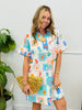 Blue Sea Multi Print Button Up Mini Dress (Reg. and Plus)