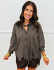 Brown Plaid Lace Trim Oversized Shirt (Reg.)