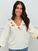 Floral Embroidered V-Neck Top (Reg. and Plus)