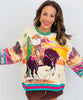 Queen Of Sparkles Multi Vintage Cowboy Santa Sweatshirt (Reg. and Plus)