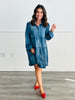 Denim Blue Chambray Tiered Mini Dress (Reg & Plus)