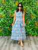 Royal Blue Printed Sleeveless Midi Dress (Reg. & Plus)