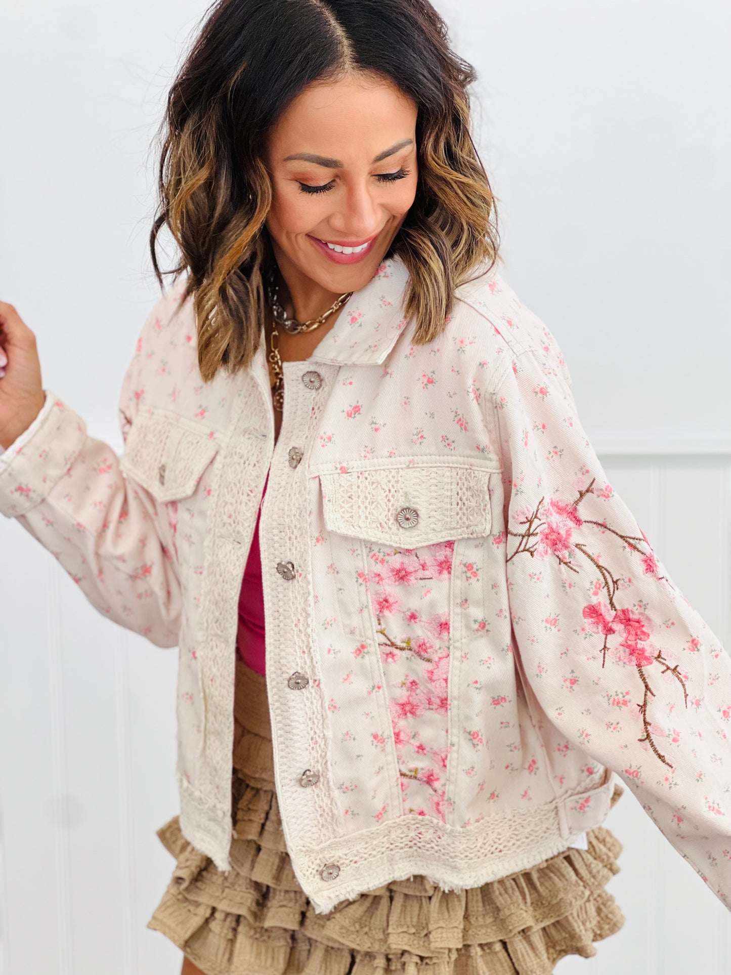 POL Cream Crochet Flower Patch Jacket (Reg)