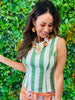 Green Multi Striped Open Back Top (Reg & Plus)
