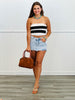 Wide Stripe Scalloped Tube Top (Reg.)