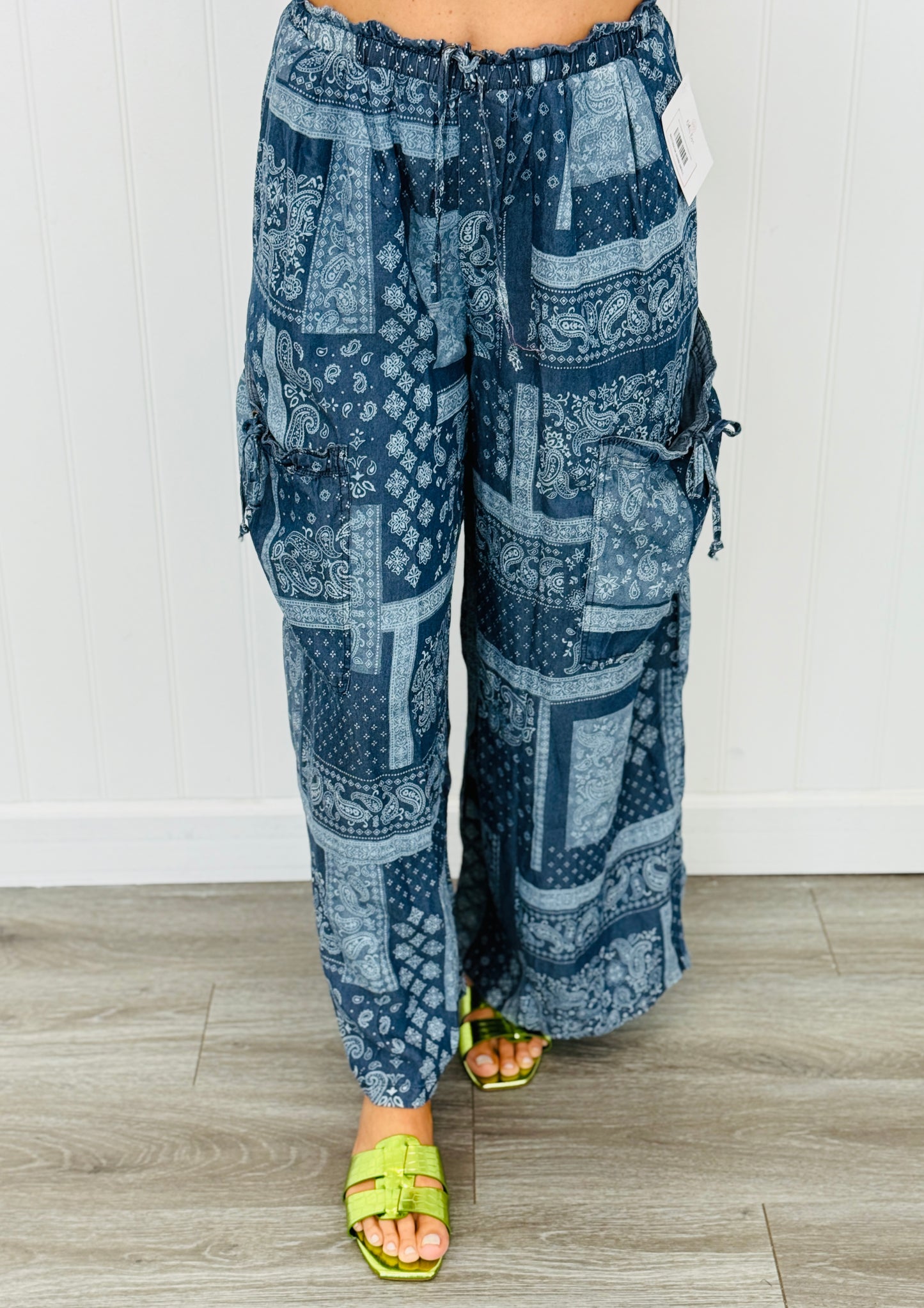 Denim Patchwork Paisley Print Pants (Reg.)-2 Colors