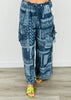 Denim Patchwork Paisley Print Pants (Reg.)-2 Colors