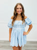 Light Blue/White Pleated Romper (Reg.)