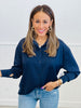 Navy Kathryn Classic Button Down Up (Reg. & Plus)
