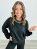 Black Pearl Neckline Knitted Top (Reg. & Plus)